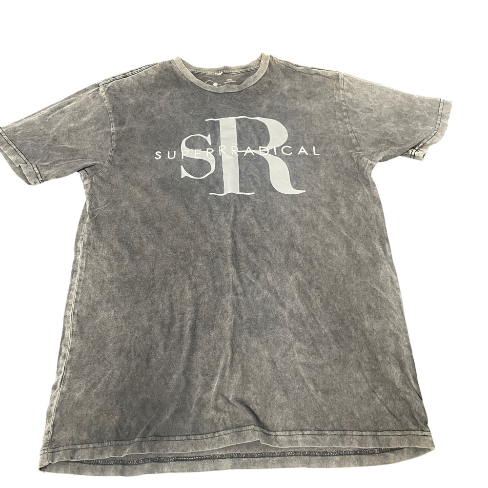 Superrradical SR Logo Acid Wash Bart Skull T-Shirt Mens Large Black 2017 Rare‎